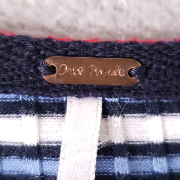 Free People Always With Me Faux Wrap Long Sleeve Tee S Red Blue White - Picture 9 of 9